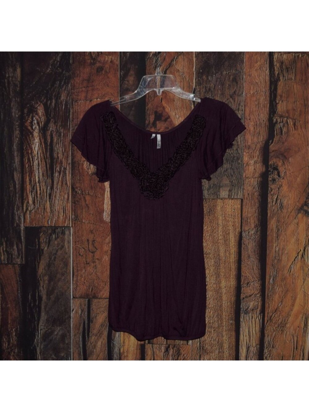 Studio Y Maurices Women's Sz S Blouse Embellished Neckline Shirt